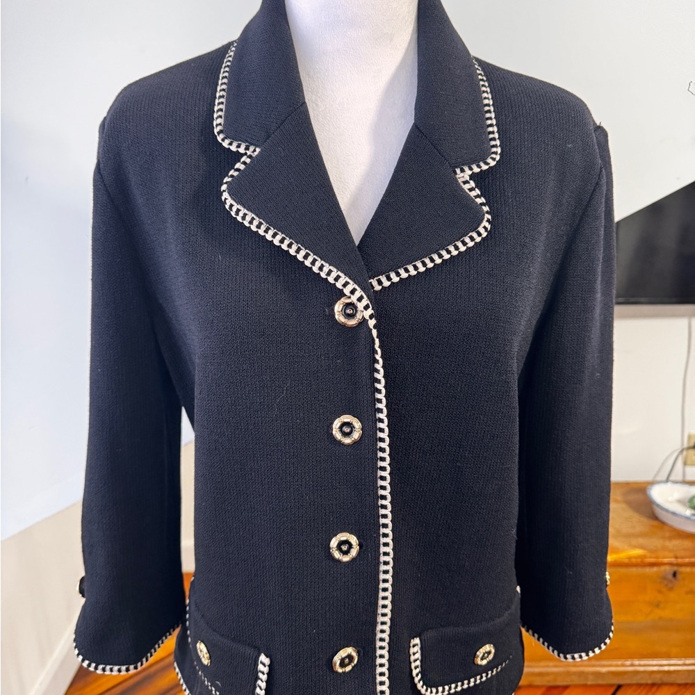St. John Collection Black Blazer with White Trim
